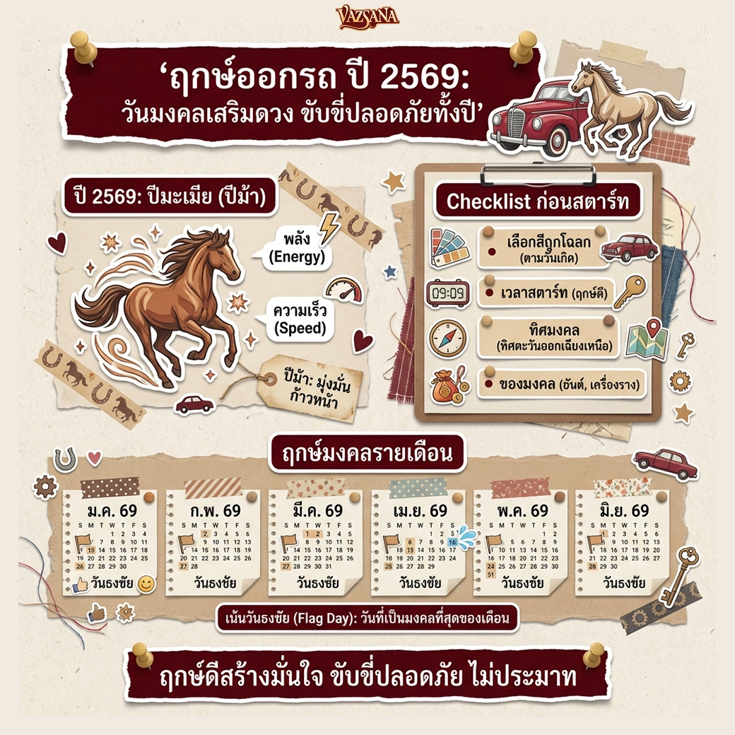 ฤกษ์ออกรถปี 2569 วันมงคลสำหรับรับรถใหม่ เสริมดวงการเดินทางและความปลอดภัยตลอดปี